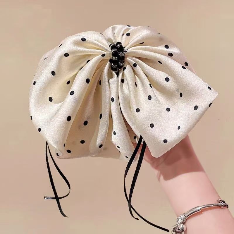 흰색 물방울 포니테일 클립