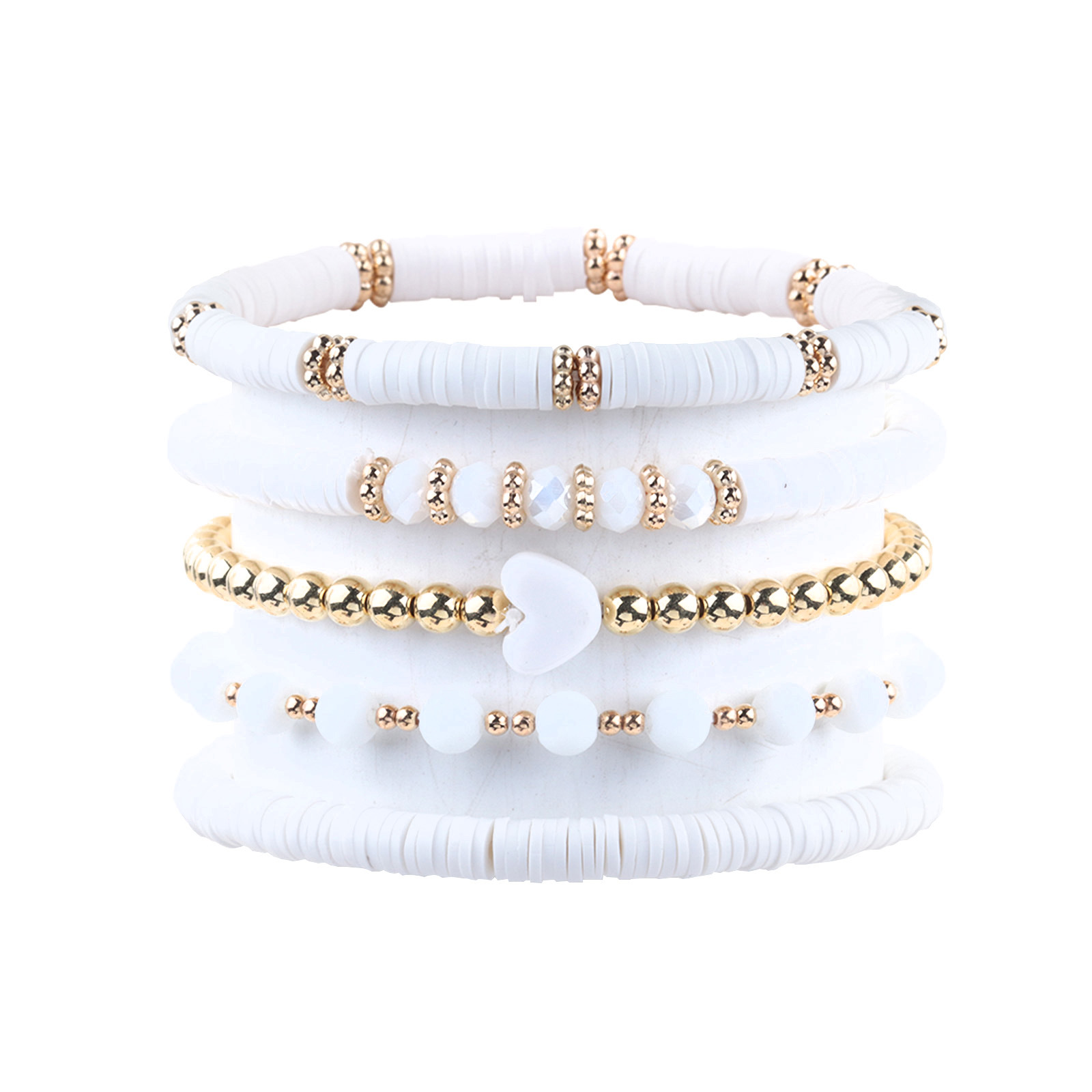 30g Weight Bracelets Classification Simple Style Heart Shape Soft Clay Beaded Chain Beaded Bracelets Wholesale