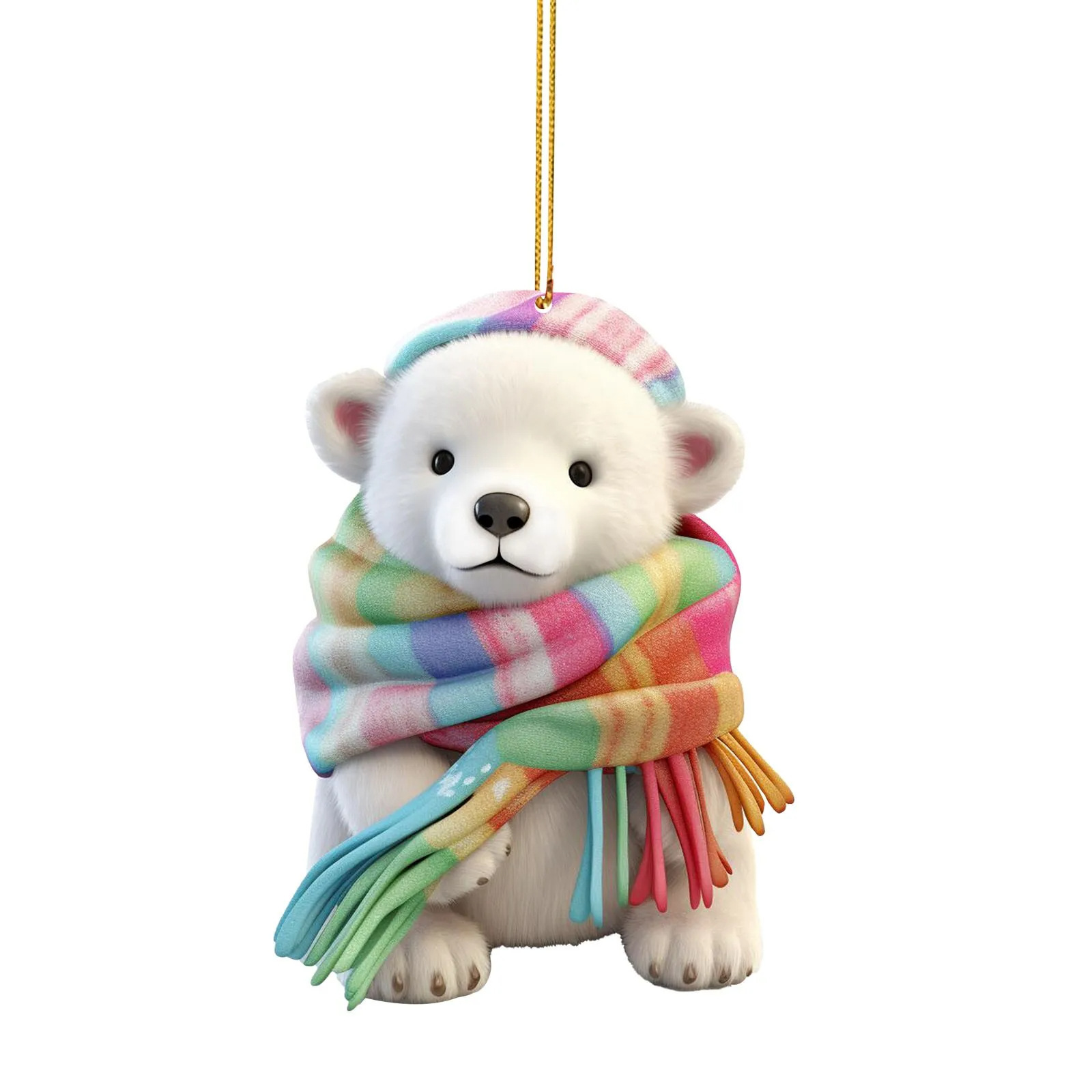 Regalos de Navidad transfronterizos adorables osos polares usan bufandas digitales colgante acrílico árbol de Navidad decoración de Navidad Año Nuevo