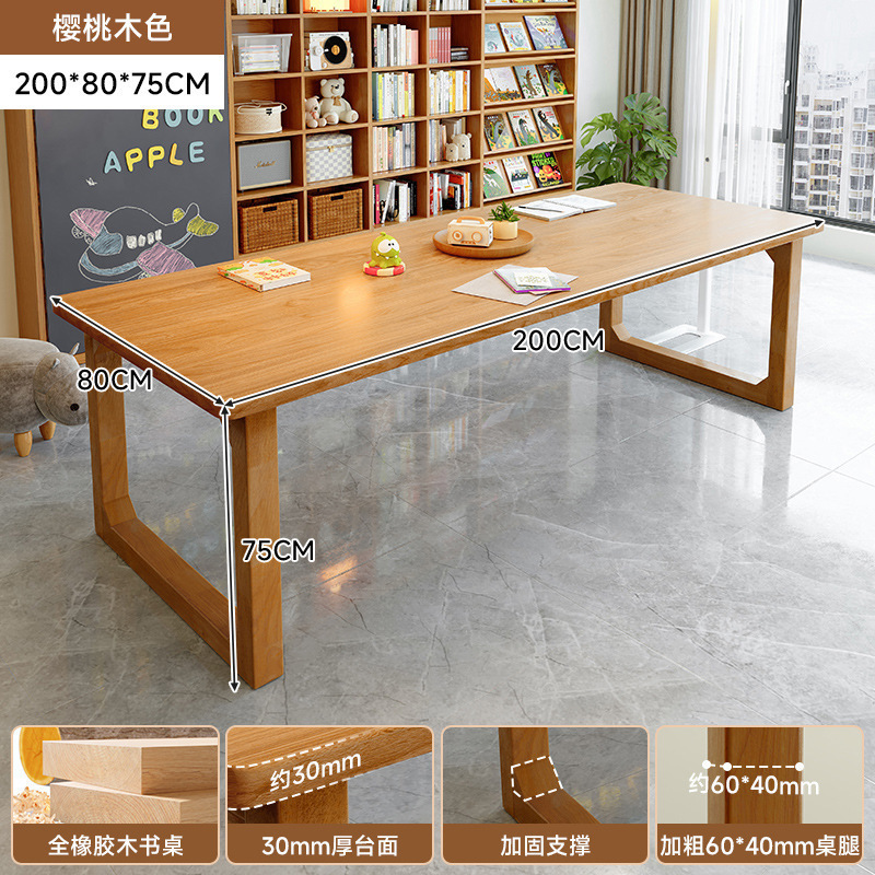 Mesa de escritorio de madera maciza para la sala de estar, escritorio largo, escritorio de lectura, escritorio de estudio, escritorio de computadora de barra larga para dos personas