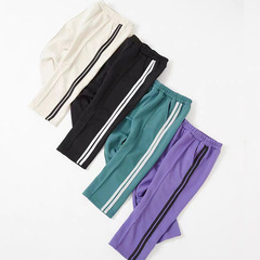 2023 Autumn Children's Striped Edge Elastic Waist Casual Pants