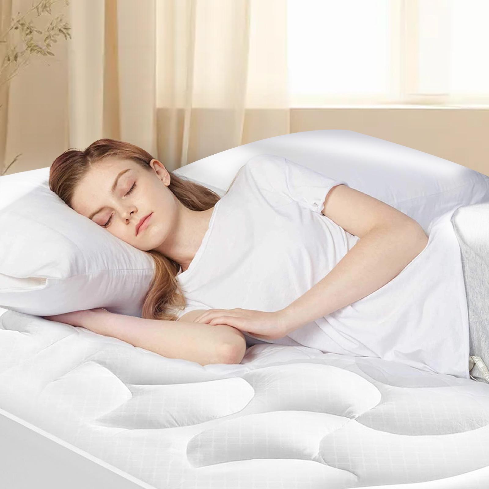 Colchón impermeable transfronterizo Colchón Patrón de onda Almohadilla protectora Cubierta de colchón impermeable en relieve a cuadros Comercio exterior