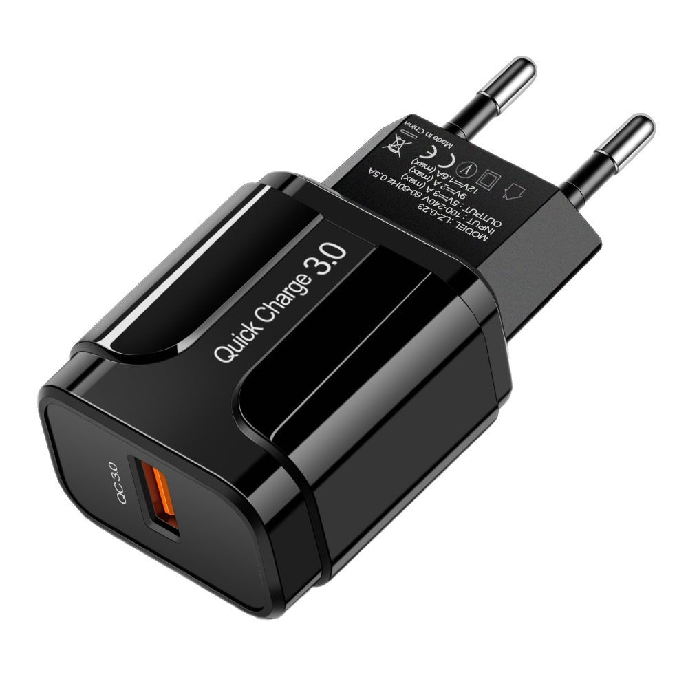 Estuche europeo y americano de carga rápida QC3.0 puerto único 5V/3A cabezal de carga carga rápida carga flash cargador de teléfono inteligente