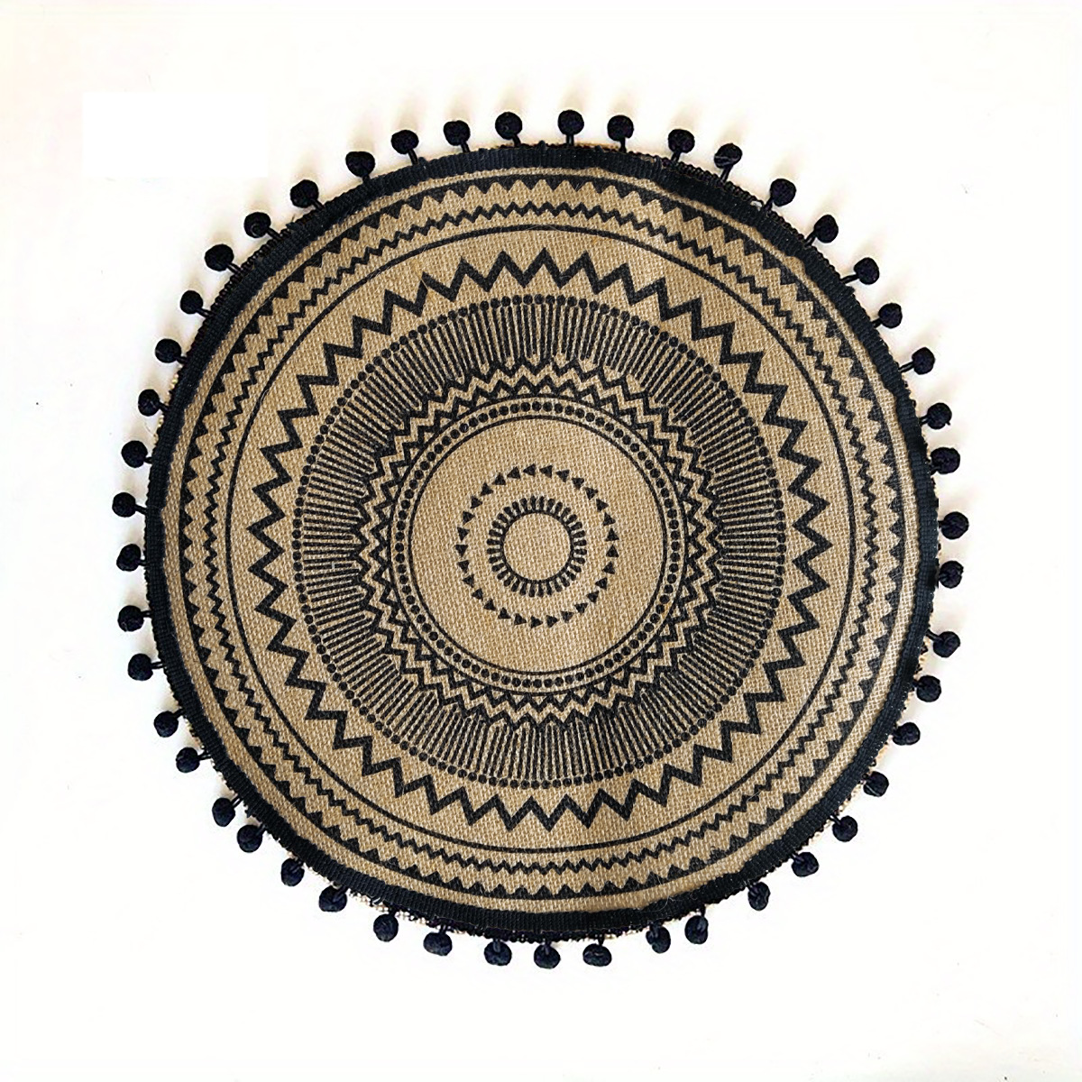 Inventario redondo de yute bordilla trenzada almohadilla de mesa ambiente decoración almohadilla de mesa retro almohadilla aislante térmico