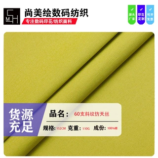 2021新品 60支高密斜仿天丝 斜纹丝光棉布 男女休闲服连衣裙面料