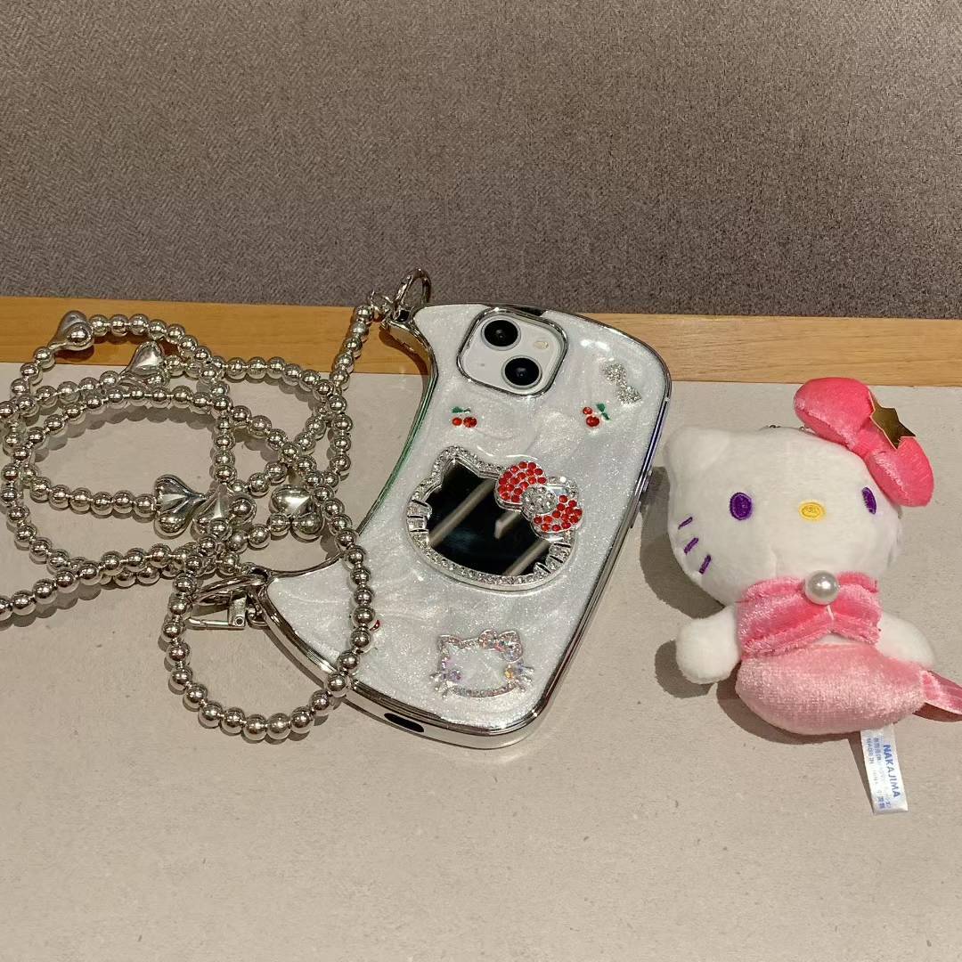 Nueva chica ins Cherry kt espejo portátil 15ProMax funda para teléfono móvil para iPhone16 Apple 14/13