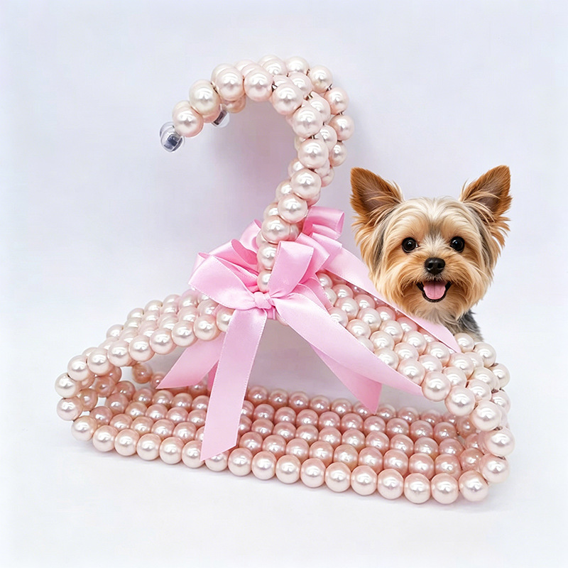 핑크 진주 애견 옷걸이 20cm