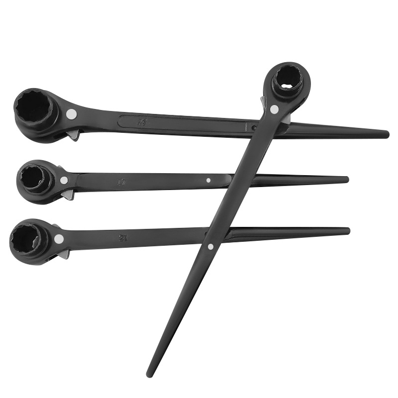 Llave de trinquete de acero al cromo vanadio genuino con punta, 17-21 mm, multifuncional, bidireccional, tipo estrella, de apertura rápida