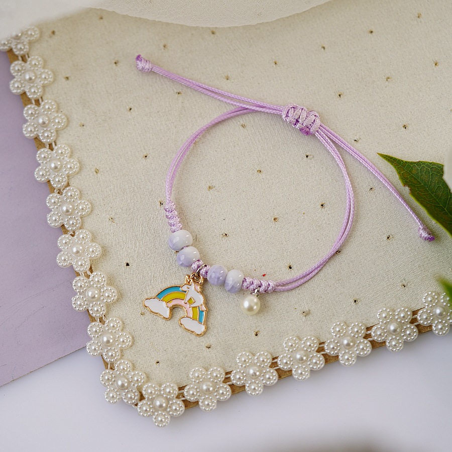 Pulsera de perlas de cerámica para estudiantes, decoración de mano para novia, pulsera para niños y niñas, joyería femenina 405A Unicorn One
