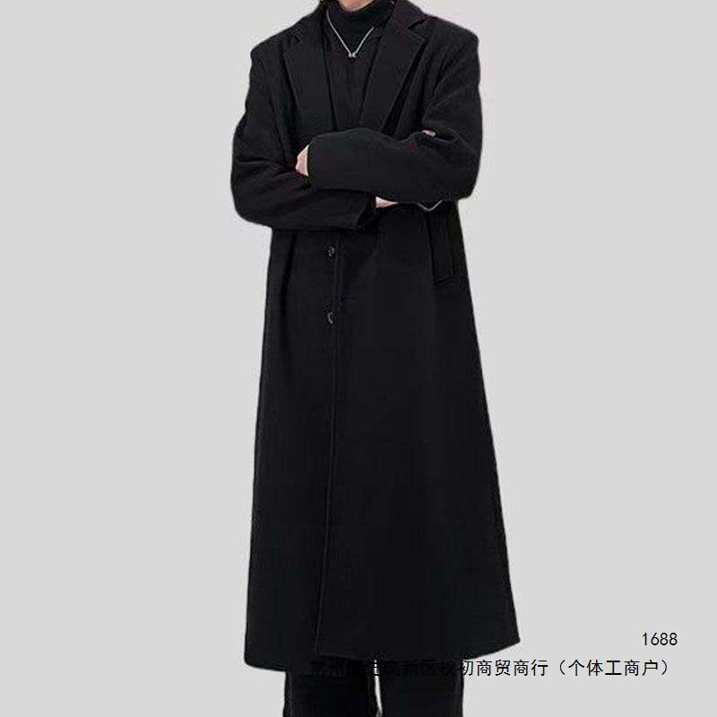 新款秋冬加长版130多脚踝过膝毛呢大衣男士宽松超长款风衣厚外套