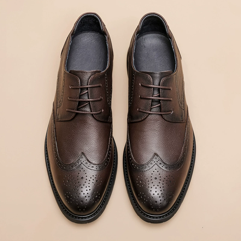 Men's leather shoes, first layer cowhide, business British brogue, formal men's leather shoes, soft sole, soft surface