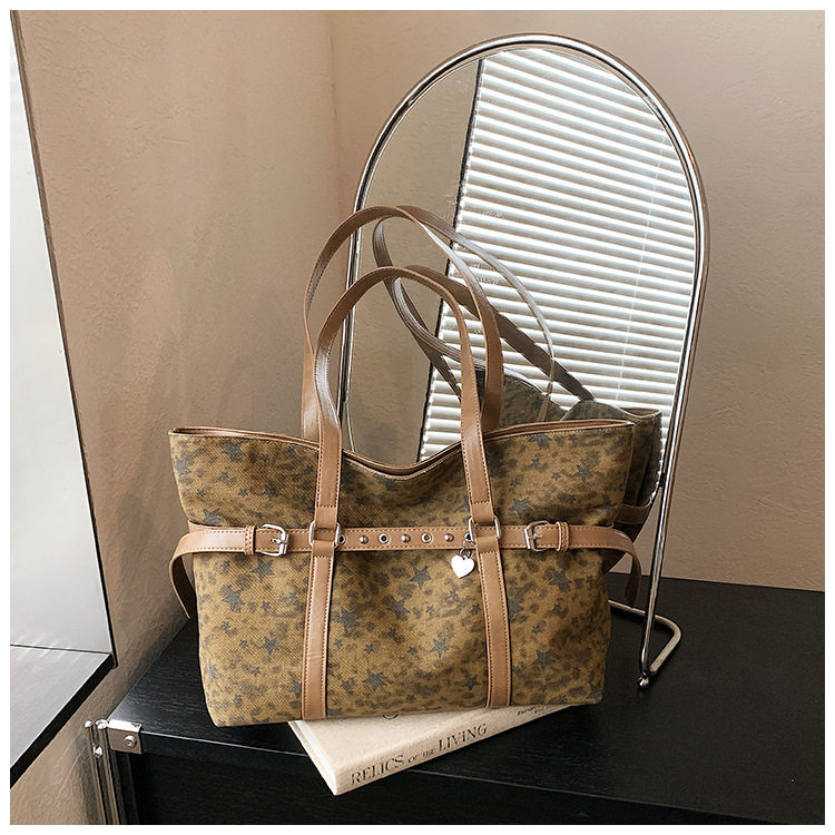 Túi tote đeo vai nách họa tiết da báo cổ điển, form lớn rộng rãi, phong cách tối giản — màu hồng, màu nâu, màu xám chi tiết 8
