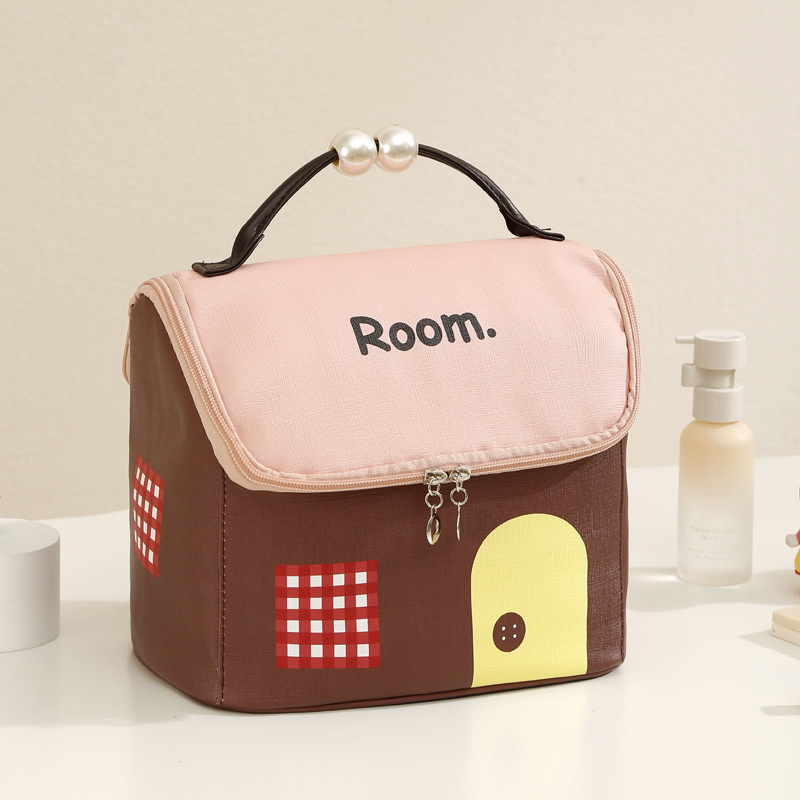 かわいい小屋化粧バッグ少女大容量スキンケア品収納バッグ携帯型手提げ旅行洗面バッグクロスボーダー|undefined