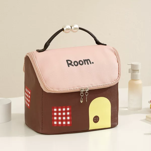 Dopamine Small House Cosmetic Bag Women's Large Capacity Partition Satchel 2025 New Waterproof Travel Satchel Storage Bag
