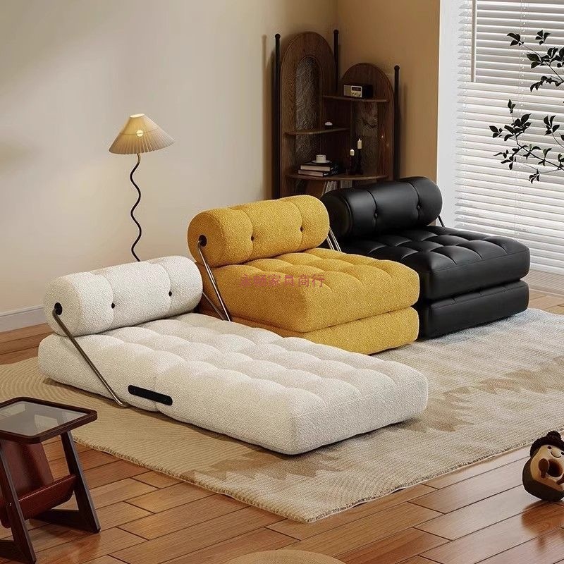 一人用タジソファベッド生地リビングルーム怠惰な人が横たわって眠るためのシングル小さなアパートシンプルでモダンな豆腐ブロック折りたたみ|undefined