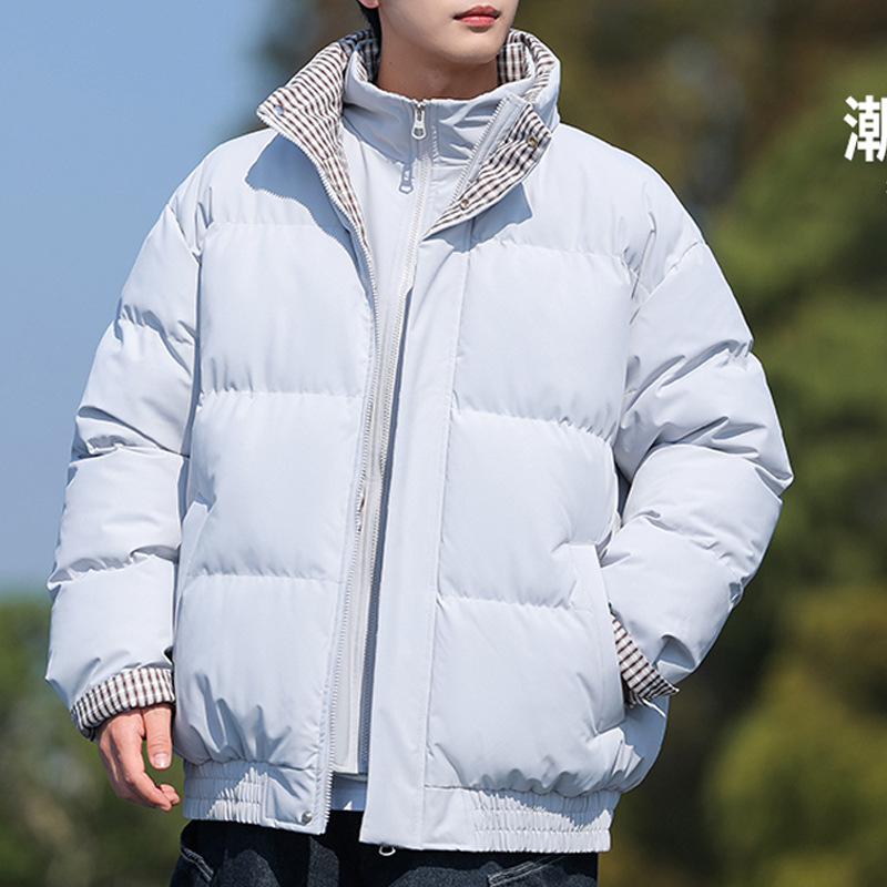 Trajes de algodón de pluma transfronterizos para hombres y mujeres 2025 nuevo invierno engrosado cuadrado falso de dos piezas de chaqueta de algodón chaqueta