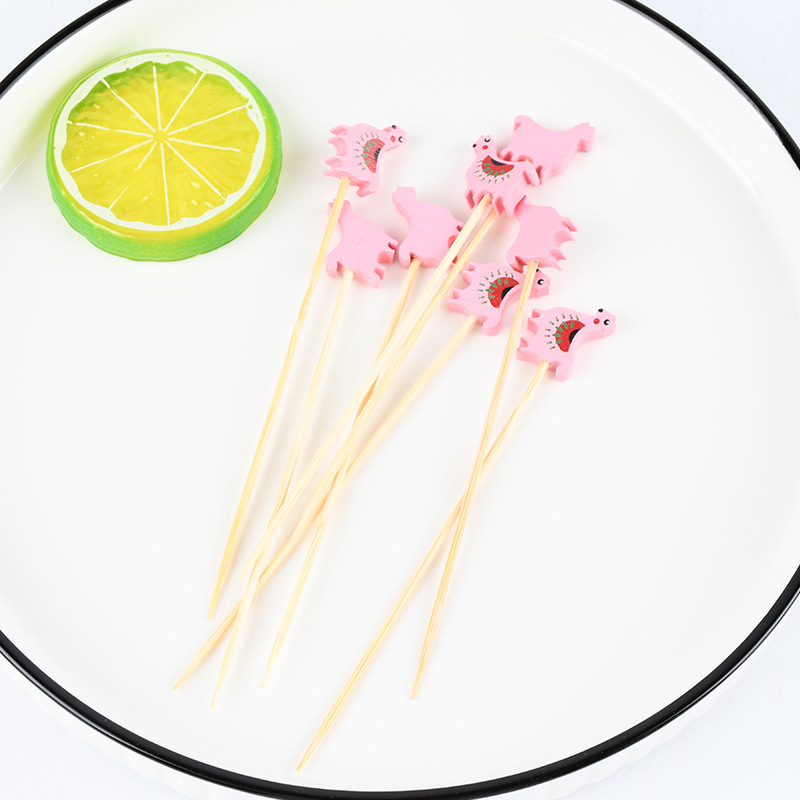 Calabasas de azúcar de cristal stick creativo stick de fruta animal stick de bambú decoración de cóctel colorido stick de impresión de perlas de fruta