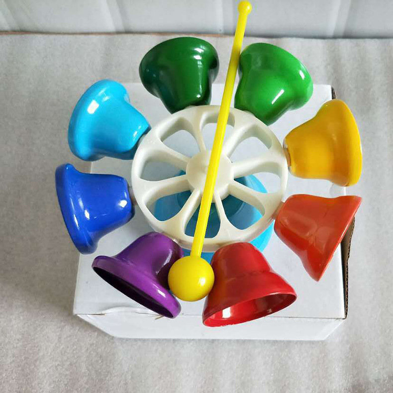 Reloj de melodía de ocho tonos reloj de giro Instrumento de percusión Orff jardín de infantes rendimiento infantil Clase de color del arco iris Campana reloj de 8 tonos