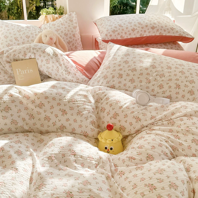 Duvet cover set double-layer, student bedding 3/4-piece — floral designs, multiple sizes