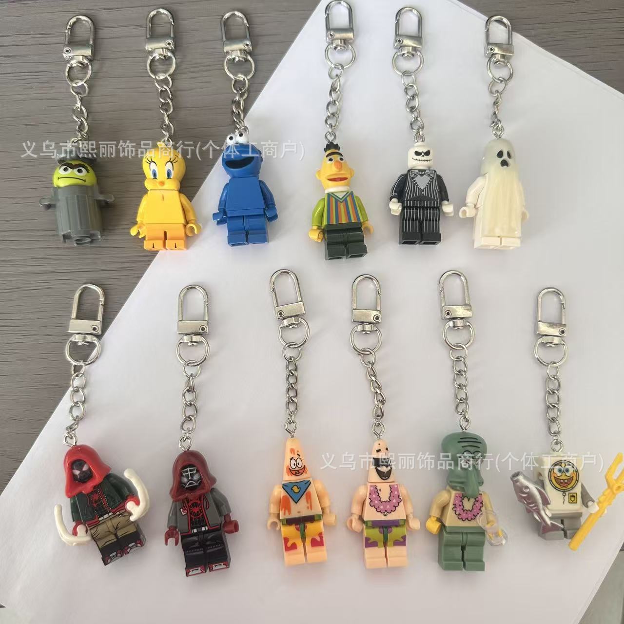 新款蝙蝠侠米奇玩具挂件钥匙扣可爱小仙女积木人仔挂件门扣链条款