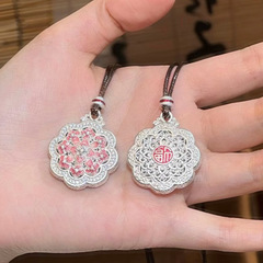 花团锦簇描金牡丹花新中式国风珐琅长款项链女吊坠配饰毛衣链女士