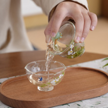 玻璃快客杯一壶一杯旅行茶具套组便携式一人饮盖碗茶杯套装春归