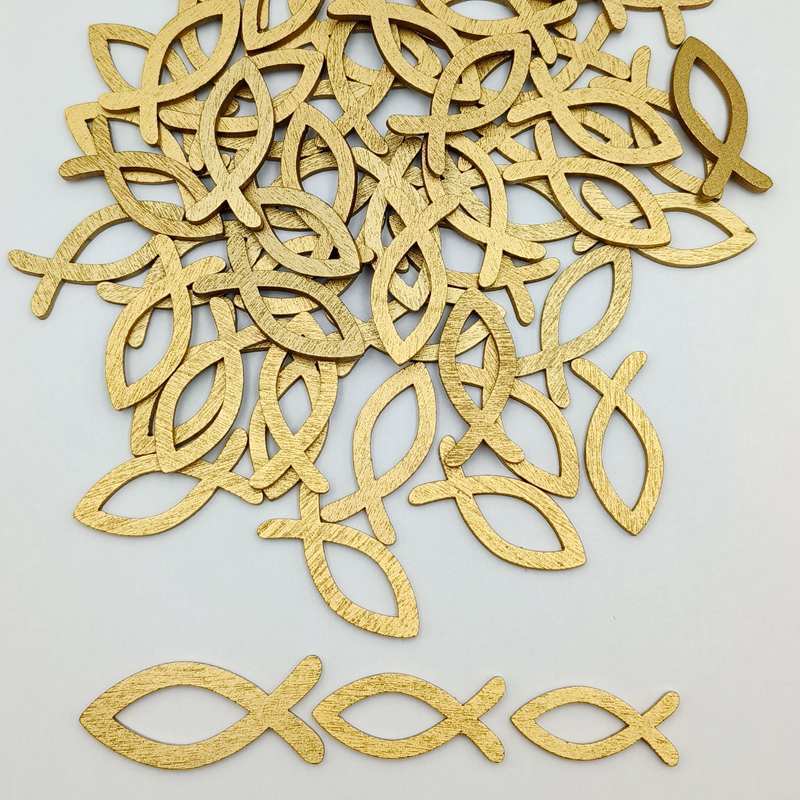 Pescado de madera bautismo decoración ornamento decoración peces pequeños decoración de pared pescado de madera rebanada de madera Santa cena Mesa decoración del hogar