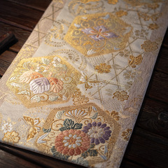 Woven |   Butterfly Peony | 刺繍入り金茶マット |   レトロな西陣織のティーマット |   厚みのあるドライフォームマット