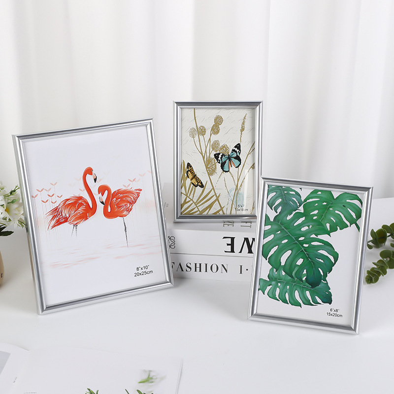 Silver Pvc Plastic Photo Frame Display Stand 6-Inch 7-Inch 8inch 10inch A4A3 Business License Frame Family Photo Wall Picture Frame