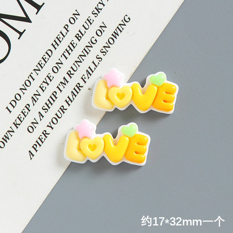 漫画グラデーションLOVEアルファベット樹脂アクセサリーdiyクリームゴム携帯ケースヘアピンアクセサリーアクセサリー材料|undefined
