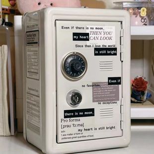 piggy bank ins high-value mini safe children's cashbox metal storage box with lock goo card small cabinet