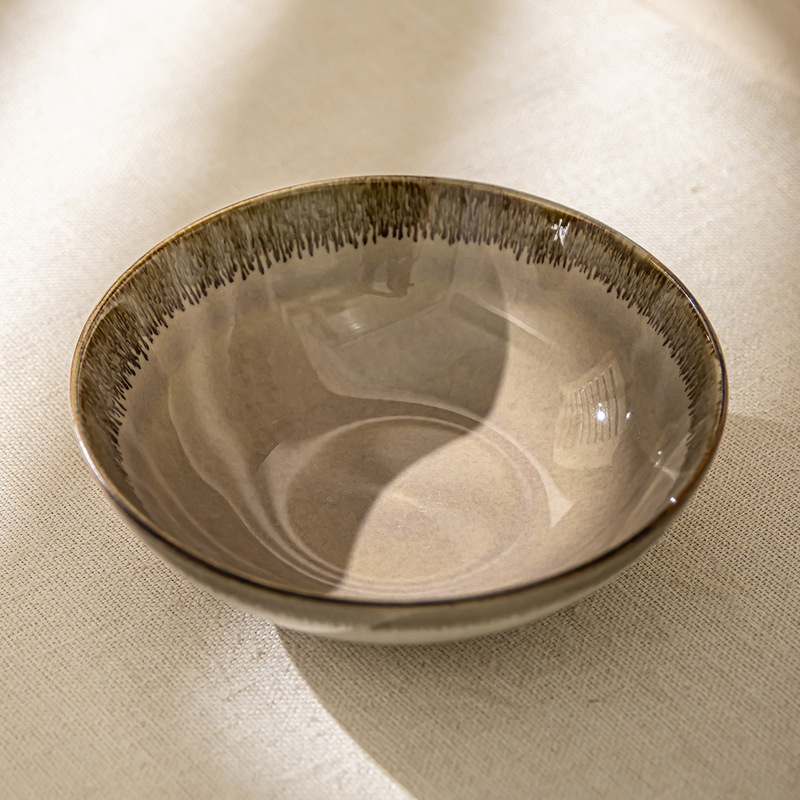 Japanese-style large bowl ceramic bowl wholesale open bowl household vegetable bowl noodle bowl kiln changing tableware salad bowl round large bowl