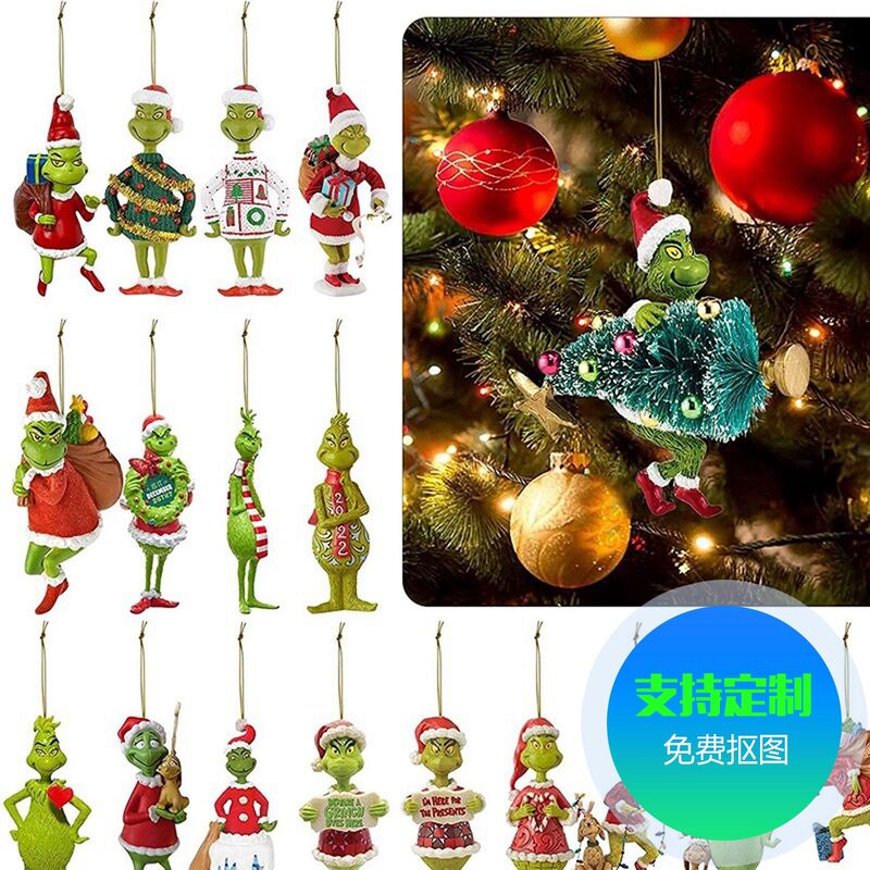 Fast Shipping Free Cutout Green Monster Christmas Decoration Acrylic Pendant Acrylic Keychain Customization