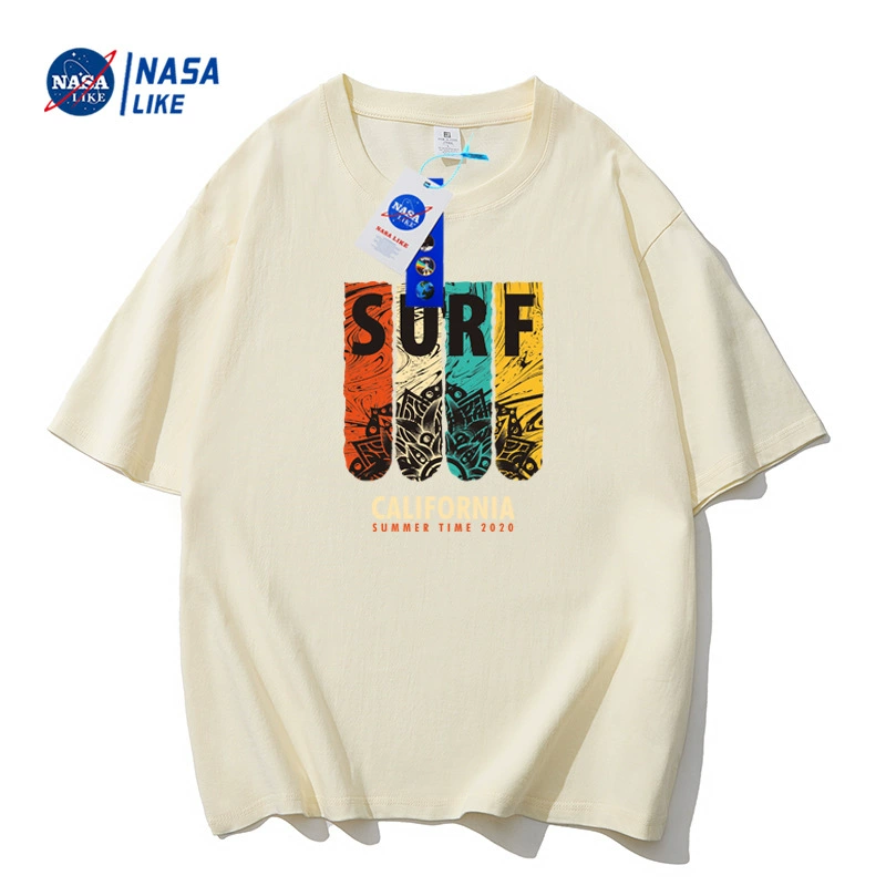 Футболка с коротким рукавом (NASA) — летный хлопок-шелк смесь, комфортная для тела, размеры M–4XL