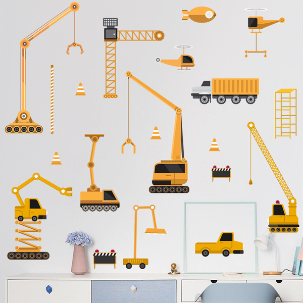 Construction site of the engineering vehicle construction site wall…