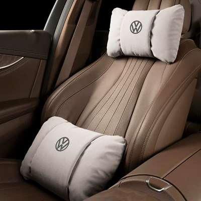 Suitable for Volkswagen Headrests and | Headrest - butterfly-style-off-white-universal-headrest-lumbar-support-set-one-of-each