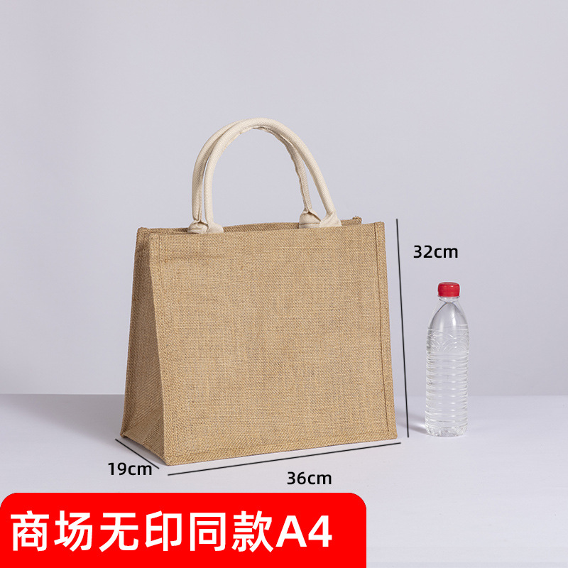 En stock bolso de lino No impreso logotipo impreso personalizado bolso Lino yute compras algodón y lino bolso de mano portátil personalizado