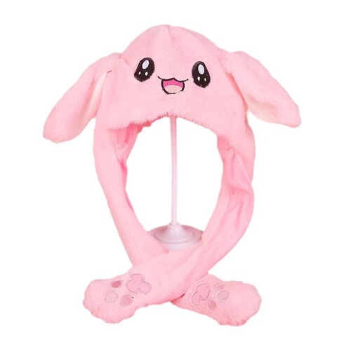 Factory Direct Sale Bunny Hat Parent-Child Version Plush Pinchable Ears that Move Popstar Cartoon Light-Up Glowing Hat
