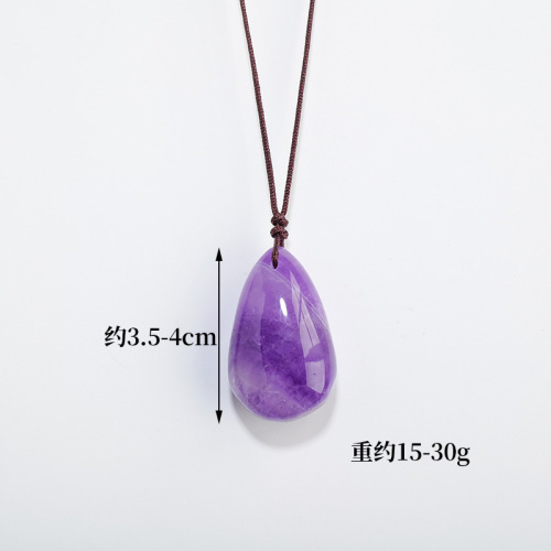 Natural purple yellow pink crystal stone water drop pendant crystal raw stone diy European and American summer girls clavicle necklace pendant