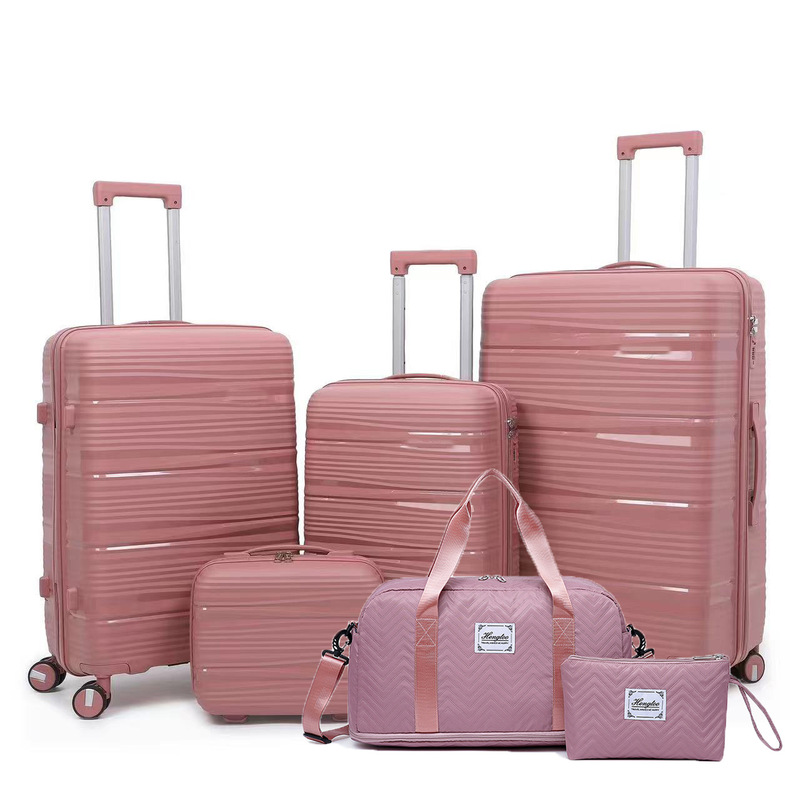 PP スーツケース 13+20+24+28inch 防爆ジッパーユニバーサルホイールトロリーケーストラベルバッグ化粧品バッグセット|undefined