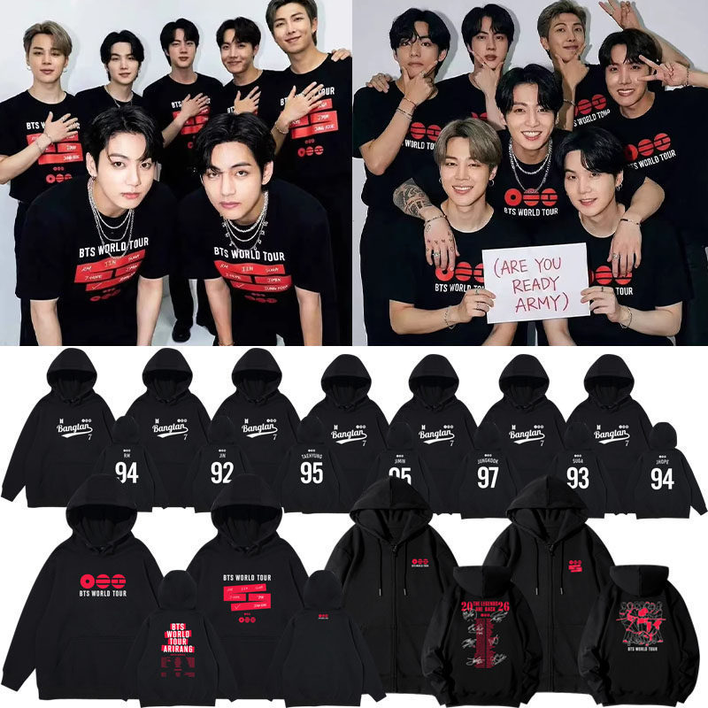 Bts 2026 Arirang Concert Same Style Spring and Autumn Fleece-Lined Jacket Hoodie Pullover Sweatshirt Bts 2026 Arirang Concert Same Style Spring and Autumn Fleece-Lined Jacket Hoodie Pullover Sweatshirt
