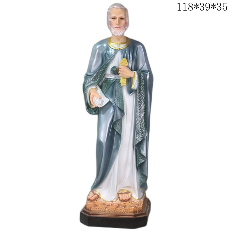 120cm San Pedro Ornamiento Mirando Estatuas de vidrio FRP Decoración de la iglesia
