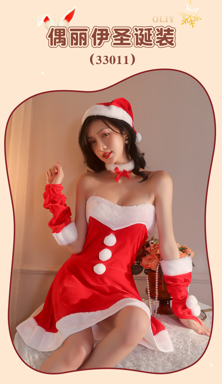 JK Christmas Bunny Girl Lingerie Set for Women, Uniform Role Play Costume, Stretch Spandex, One Size — detail image 25