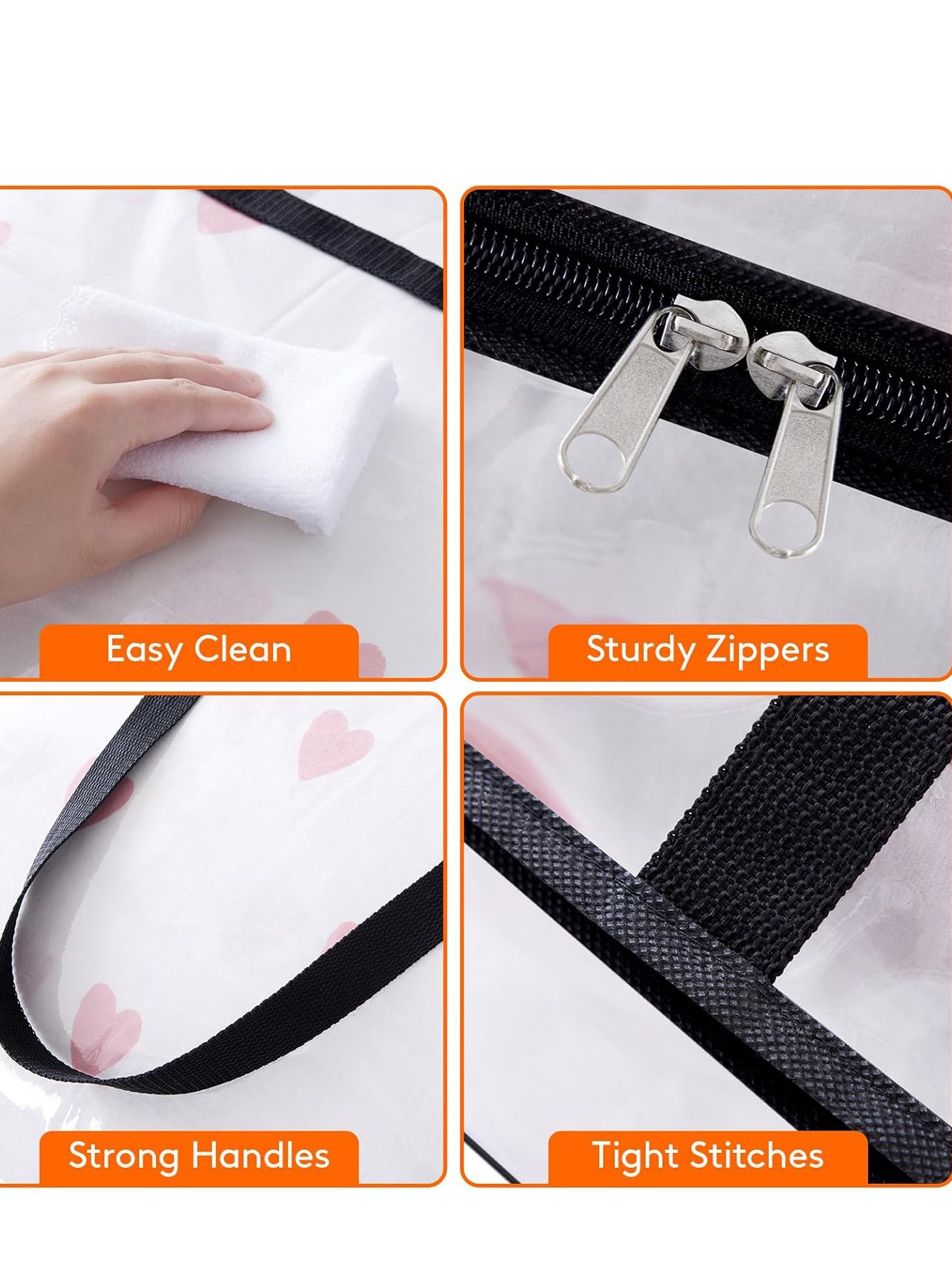 260g Weight Storage Bag Storage & Cleaning 10 Quantity PVC Material Transparent Pattern Simple Style Style Simple Style Transparent PVC Storage Bag 9
