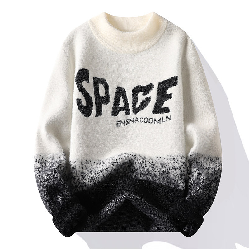 Pull de marque tendance pour hommes, pull en tricot ample et décontracté à col rond pour hommes, beau pull d'hiver pour jeunes_voghion.com