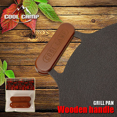 Outdoor camping portable barbecue plate solid wood handle Korean barbecue plate anti-scalding portable double-ear round grill pan wooden handle