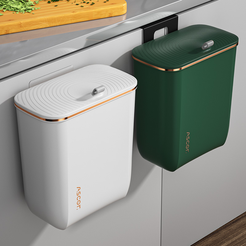 Wall-Mounted Trash Can for Bathroom, Kitchen, Toilet, and Living Room with Lid, Suitable for Narrow Gaps, with Flip-Top Lid for Kitchen Waste Storage