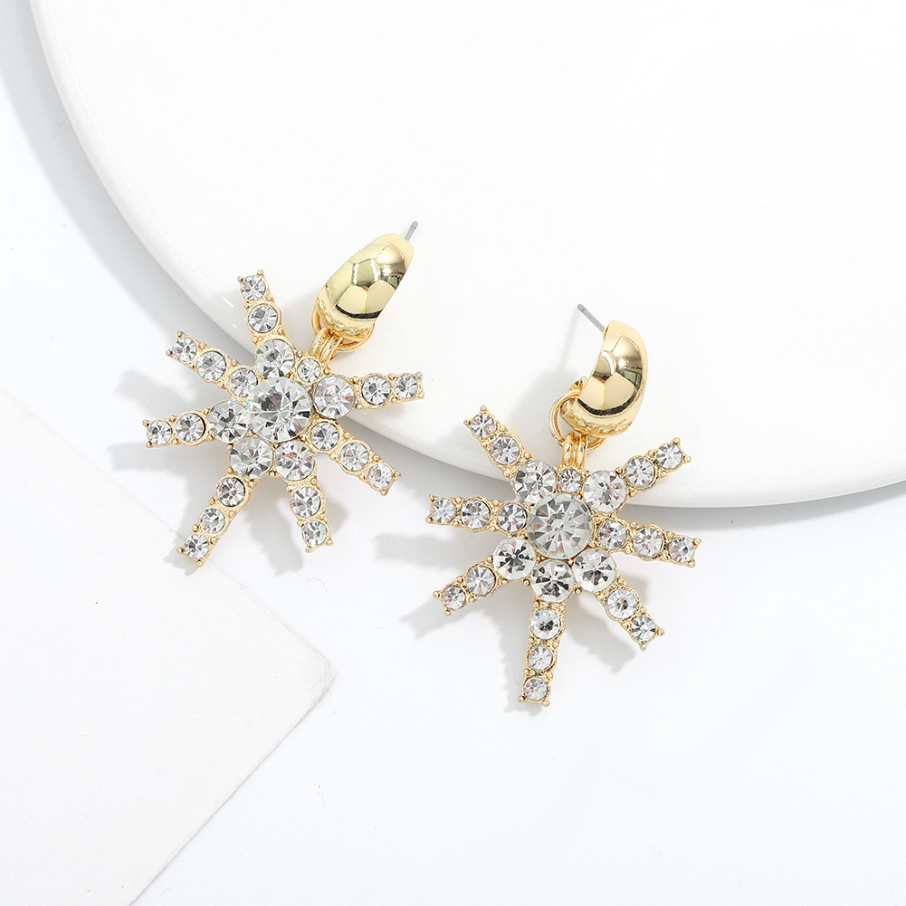 Exquisite Diamond Snowflake Earrings display picture 10