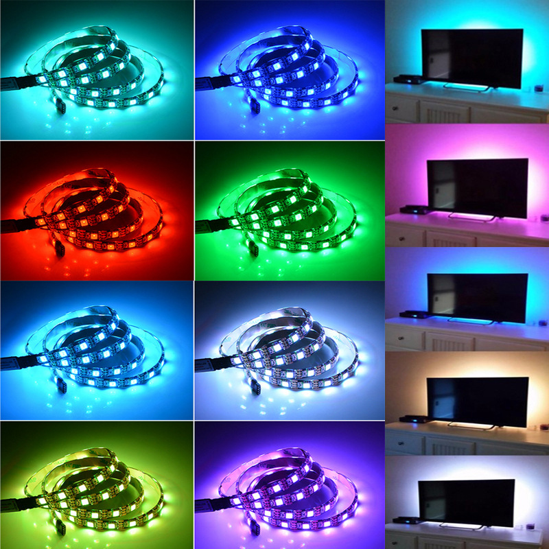 Tira de luz LED 2835/5050RGB barra de luz 5vUSB atmósfera luz 24 Control de teclas caballo corriendo luz TV Fondo RGB