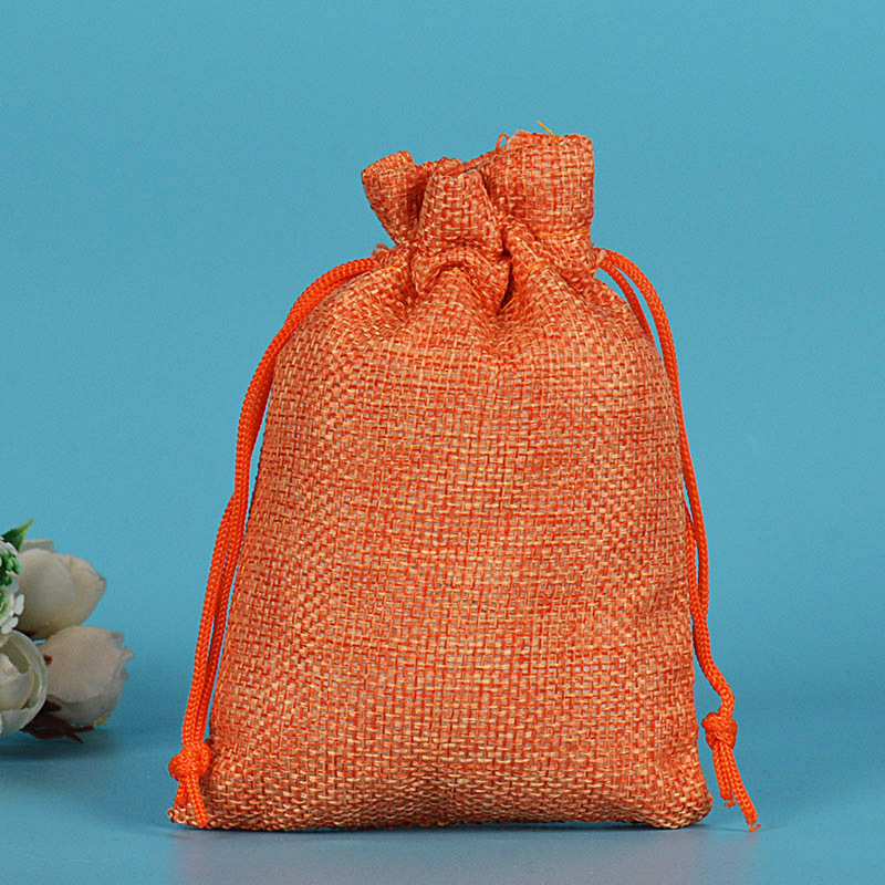 льняная сумка 7*9 см; оранжевая нейлоновая веревка